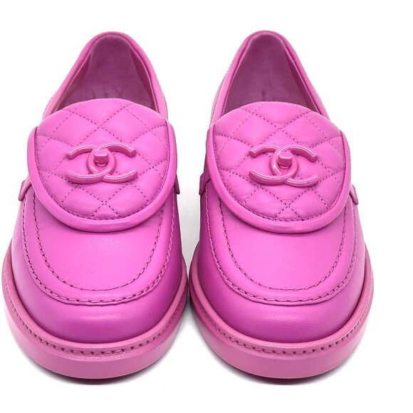 CHANEL 24C Leather Quilted Tab Turn Lock Turnlock CC Loafer Moccasin Flats - Picture 6 of 15